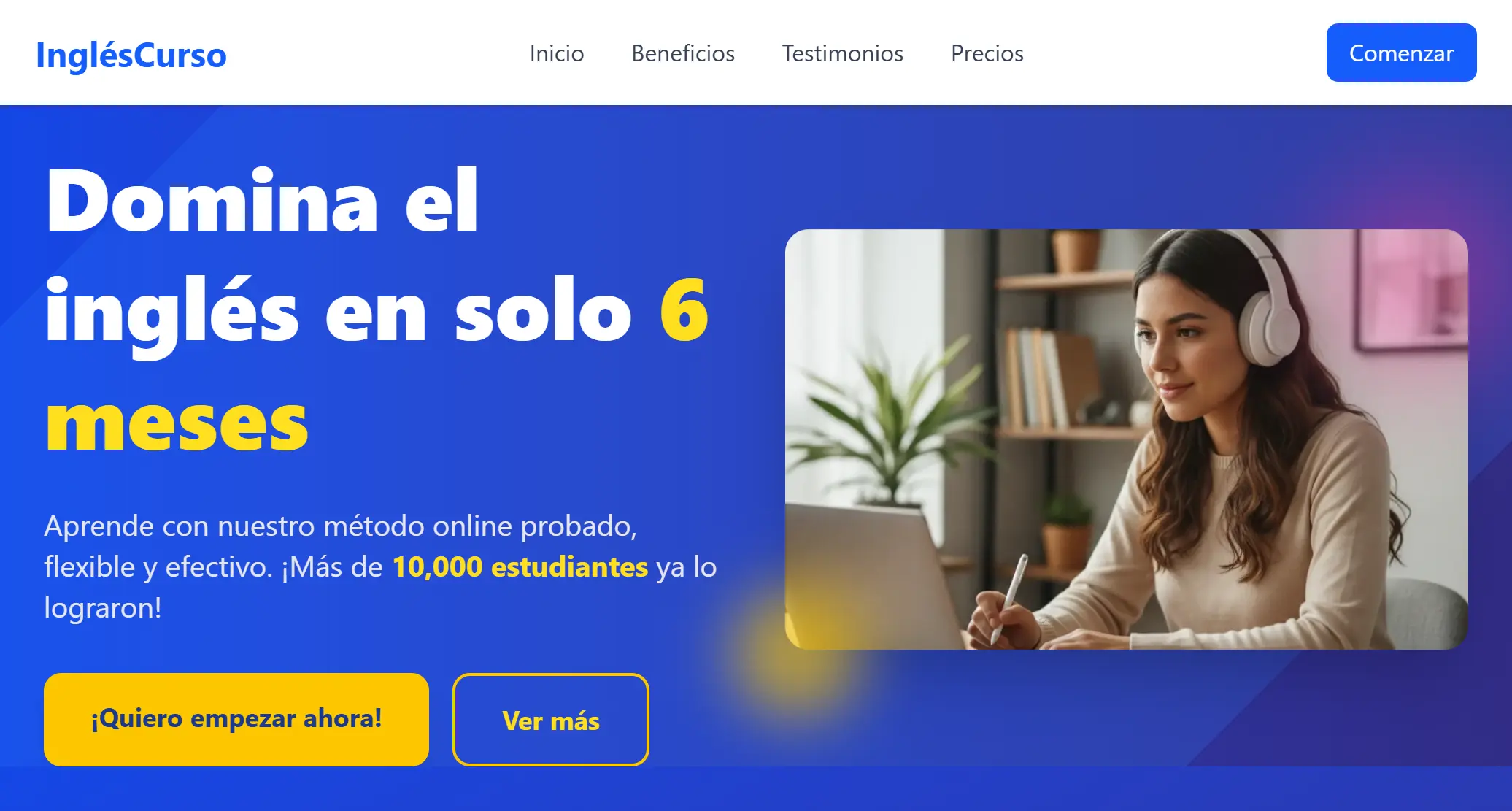 Vista previa del proyecto Landing Page